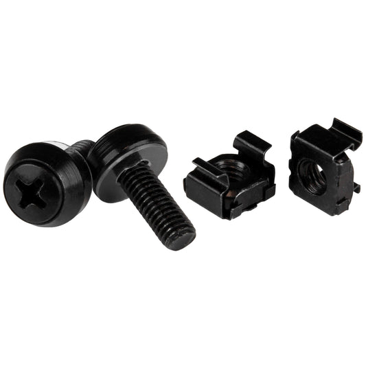 StarTech 50-Pack M6 Screws & Cage Nuts, Black Steel for Rack Mounting