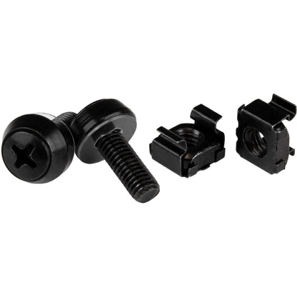 StarTech 50-Pack M6 Screws & Cage Nuts, Black Steel for Rack Mounting