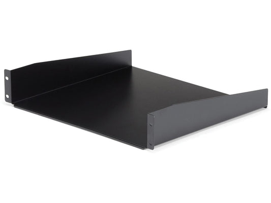 This StarTech 2U 19in universal server rack shelf provides a reliable and durable cantilever solution for mounting equipment in standard EIA/ECA-310 compliant enclosures. Built with SPCC cold-rolled steel and a 44lb weight capacity, it's designed for easy installation and long-lasting performance. Includes cage nuts and screws for compatibility with a wide range of data and network racks.