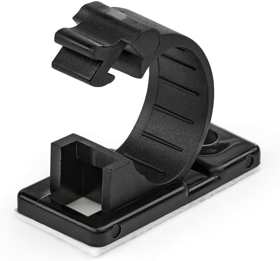 Clips de gestion de câbles auto-adhésifs StarTech 100, nylon noir 66