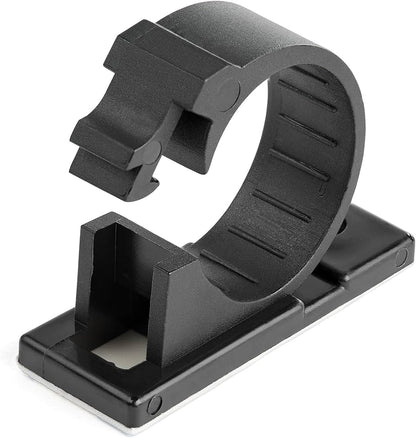 StarTech 100 Self-Adhesive Cable Clips, 17mm Bundle Support, Black Nylon
