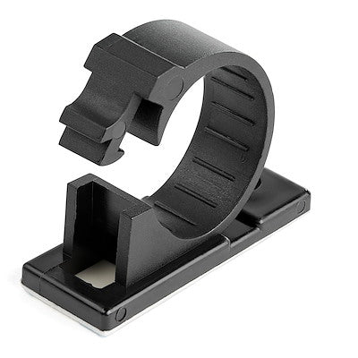 StarTech 100 Self-Adhesive Cable Clips, 17mm Bundle Support, Black Nylon