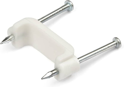 StarTech 100 Medium Cable Clips with Nails, White, TAA Compliant