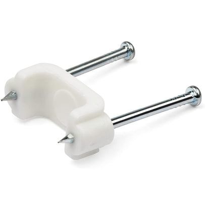 StarTech 100 Medium Cable Clips with Nails, White, TAA Compliant