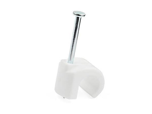 Secure and organize your cable installations with STARTECH's 100-pack of white cable clips, designed for RJ45, CAT5/CAT6, RJ11, and AV/coax cables from 0.28 to 0.39 inches (7-10mm). Each clip features a durable PE body with a strong steel nail, ideal for indoor cable management along baseboards, drywall, wood, or masonry surfaces. TAA compliance and a 2-year warranty reinforce this product’s quality and reliability for commercial or government use.