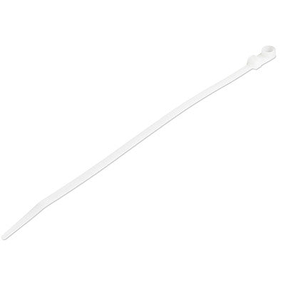 Serre-câbles en nylon StarTech 15 cm avec trou de montage, paquet de 100, blanc
