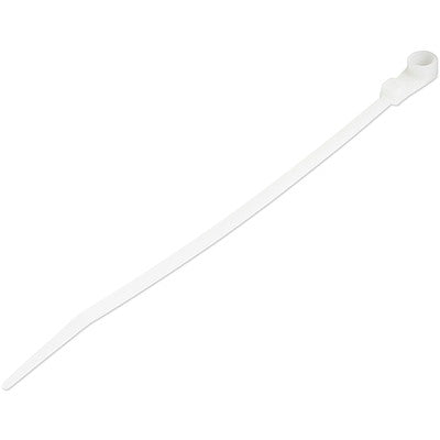 Serre-câbles en nylon StarTech 15 cm avec trou de montage, paquet de 100, blanc