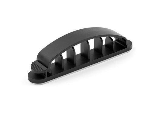 Cable management clips for up to 6 cords, designed to organize USB, Ethernet, and computer cables. Built with durable nylon 66 and strong 3M adhesive backing, they support wire bundles from 9.2mm to 14.9mm in diameter. Includes 100 black clips, TAA compliant and UL-94V-2 rated for safety and long-term performance.