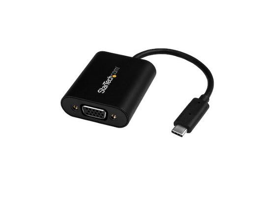Use this USB-C to VGA adapter from STARTECH to connect modern laptops to VGA displays or projectors, supporting resolutions up to 1920x1200. Compact and reliable, it’s TAA compliant and designed to prevent your device from entering power save mode during critical presentations. Ideal for corporate, government, or academic settings.