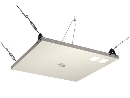 The Peerless CMJ450 Suspended Ceiling Plate offers safe, secure projector or display mounting in drop-ceiling environments. Designed for 24" x 24" ceiling grids, it supports up to 250 lbs, including an NPT fitting for customized installations. Ideal for commercial AV setups.