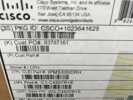 Châssis Cisco Catalyst4500E 7 emplacements, emplacement 48 Gbit/s, ventilateur, sans alimentation