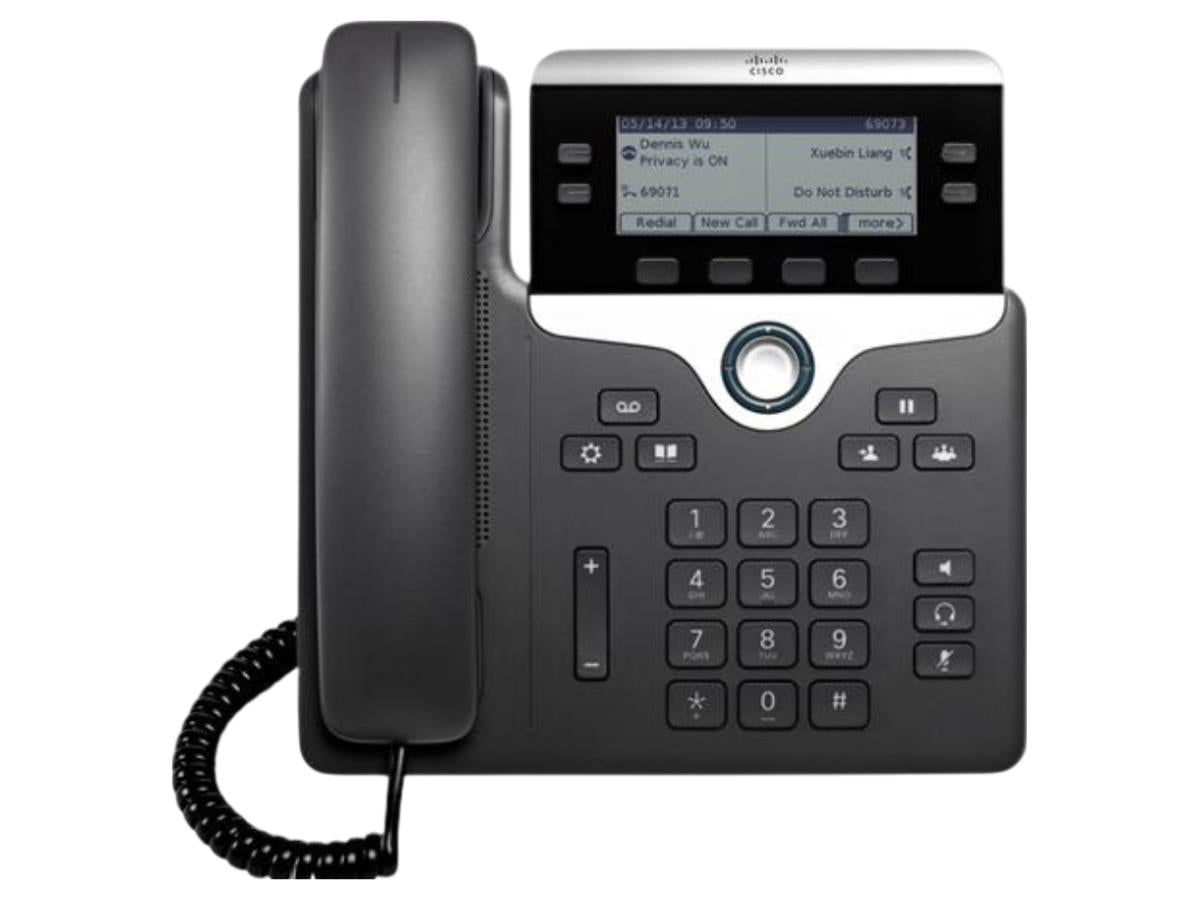 The Cisco IP Phone 7841 with Multiplatform Phone (MPP) firmware is a professional-grade IP phone designed for small to mid-sized businesses seeking reliable voice communication. Featuring integrated support for high-quality audio codecs, full Gigabit Ethernet, PoE support, and advanced call handling features, it offers robust functionality and intuitive usability. Includes a 1-year replacement warranty to ensure investment protection and dependable service.