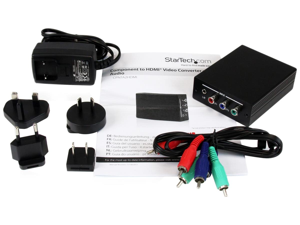 This StarTech Component to HDMI Video Converter offers seamless conversion of analog component video and audio signals to digital HDMI, supporting resolutions up to 1080p. Ideal for integrating legacy AV equipment into modern HDMI setups, it includes support for both digital and analog audio. TAA compliant and backed by a 2-year warranty, this wired converter is a reliable solution for professional AV integrators and tech environments.