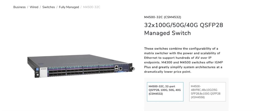 Commutateur géré NETGEAR M4500-32C 32 ports 100 GbE