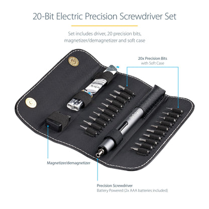 StarTech 20-Bit Electric Precision Screwdriver Kit with Case