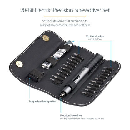 StarTech 20-Bit Electric Precision Screwdriver Kit with Case