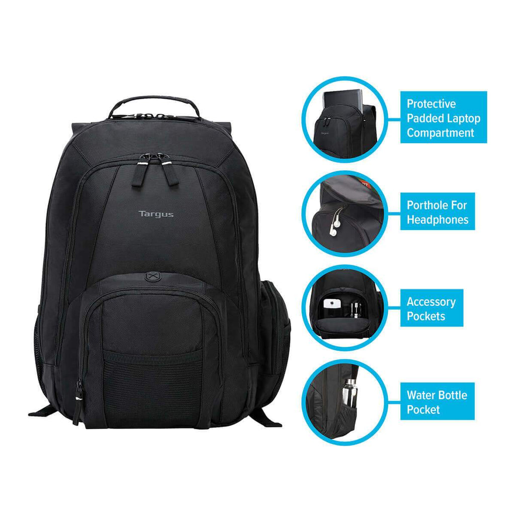 Sac à dos pour ordinateur portable TARGUS Groove 15,4 pouces, nylon noir, CVR600