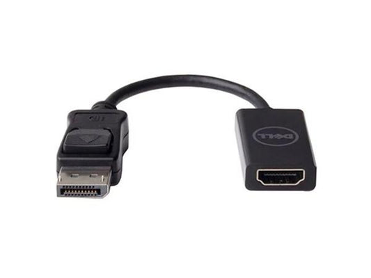 The DELL DANAUBC087 is a compact 8-inch DisplayPort to HDMI adapter designed for seamless connectivity. With a DisplayPort male connector on one end and an HDMI 2.0 female on the other, it supports 4K visuals, making it suitable for connecting DisplayPort-enabled devices to HDMI displays.