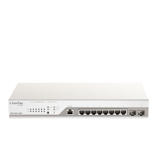 Commutateur PoE Gigabit 8 ports D-Link DBS-2000-10MP Nuclias, 130 W, SFP
