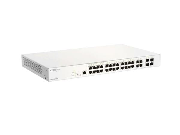 Nuclias Business Cloud 28 Port gigabit Switch-PoE Budget 193W PoE ports 1-24 (30W) 4 X SFP Combo Ports. Designed for high performance and cloud-based management, this switch offers robust connectivity and remote configuration capabilities ideal for scalable deployments.