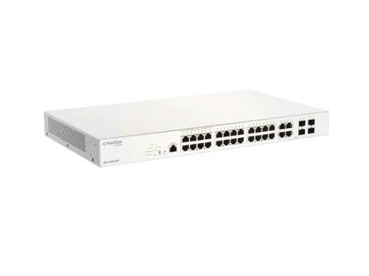 Nuclias Business Cloud 28 Port gigabit Switch-PoE Budget 193W PoE ports 1-24 (30W) 4 X SFP Combo Ports. Designed for high performance and cloud-based management, this switch offers robust connectivity and remote configuration capabilities ideal for scalable deployments.