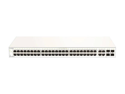Nuclias Business Cloud 52 Port Gigabit Switch with 4 RJ45/SFP Combo Ports. Designed for high-performance enterprise environments, this D-Link switch delivers flexibility and centralized management via cloud connectivity. It supports robust port configurations, low power draw, and seamless integration with network infrastructures.