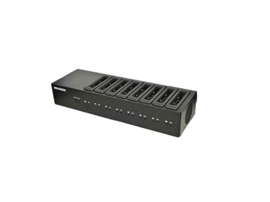 Durabook S14 - 8 bays Battery Charger. Designed for professional users, this high-capacity charger supports simultaneous charging of up to eight batteries, helping streamline fleet readiness and minimize device downtime. Built with a wide voltage range and TAA compliance, it's a practical solution for institutional and government environments.