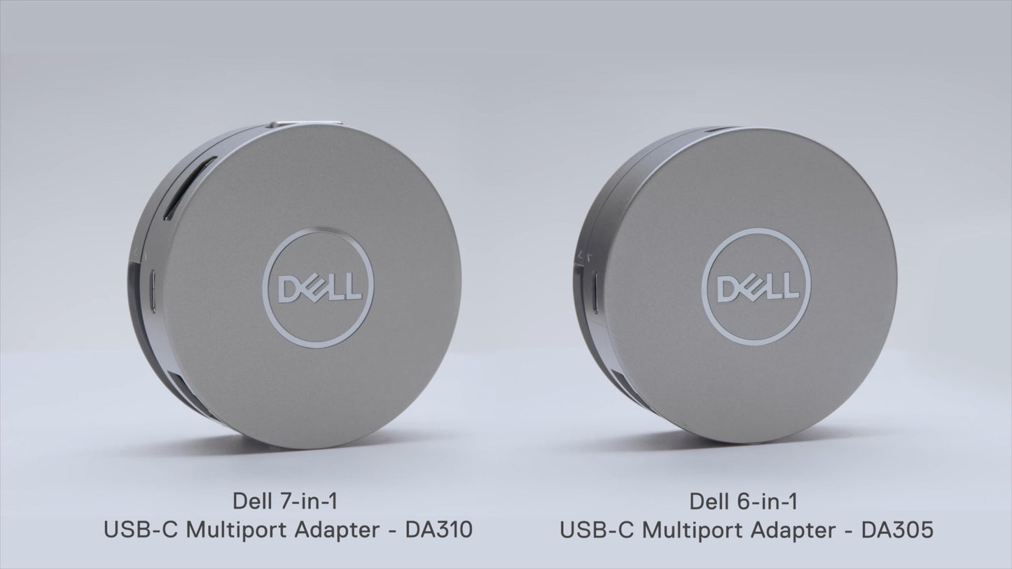 Adaptateur multiport Dell USB-C DA310, 7 en 1, 4K, USB-A, garantie 3 ans