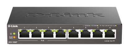 D-Link DGS-1008P 8-Port Gigabit PoE+ Desktop Switch