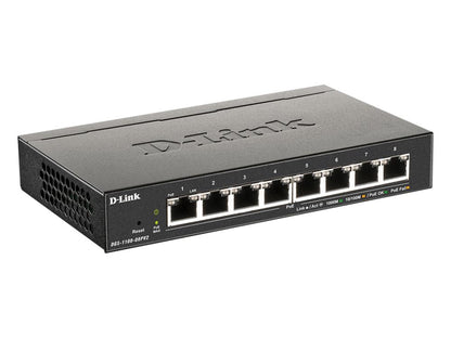 D-Link's DGS-1100-08PV2 is a smart-managed switch featuring 8 Gigabit PoE ports and a total PoE budget of 64W. Designed for small to medium businesses and enterprise edge deployments, it offers an intuitive web interface, advanced diagnostics, and silent fanless operation. It also includes energy-efficient features built on the D-Link Green Ethernet standard to reduce operating costs and environmental impact.