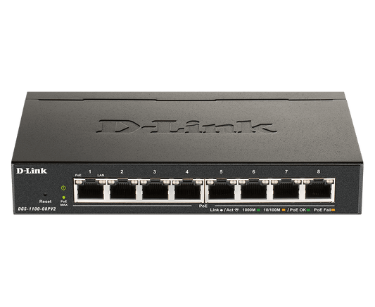 Commutateur PoE Gigabit intelligent géré à 8 ports D-Link DGS-1100-08PV2
