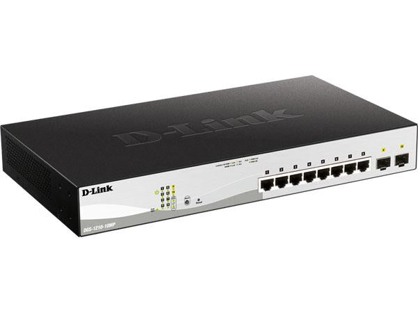 D-Link DGS-1210-10MP supports eight 1 Gigabit copper PoE ports and two Gigabit SFP uplinks, offering flexibility for business network infrastructures. With a 130W PoE power budget and smart management features, it is well-suited for powering IP surveillance, VoIP systems, or wireless access points. The switch is NDAA and TAA compliant for government deployment readiness.