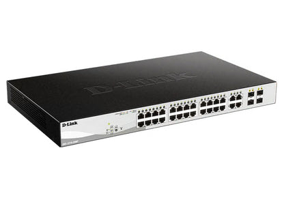 The D-Link DGS-1210-28MP is a smart managed PoE+ switch featuring 24 1GbE ports, 4 combo SFP uplink ports, and a 370W power budget. Designed for versatility and efficiency, it complies with IEEE 802.3az and supports IPv6 for future-ready networking. With its advanced management and security features, it is ideal for growing business networks.