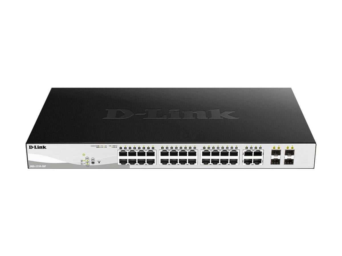 The D-Link DGS-1210-28P is a high-performance 28-port Gigabit Smart Managed PoE switch ideal for growing network infrastructures. With 24 Gigabit PoE ports and 4 combo SFP uplink ports, it supports advanced Layer 2 functionality and power delivery tailored for SMBs. It ensures efficient, flexible, and secure network deployment with a power budget of 193W.