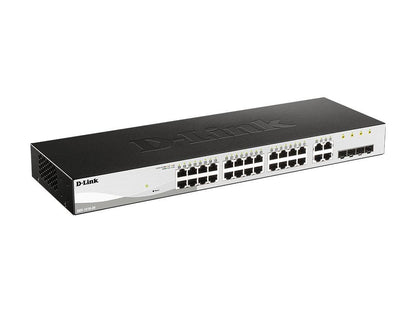 The D-Link DGS-1210-28 is a 28-port managed Gigabit switch featuring 24 10/100/1000BASE-T ports and 4 Gigabit RJ45/SFP combo ports. Engineered for enterprise and SMB networks, it offers Layer 2+ static routing, versatile remote management protocols, and enhanced energy efficiency with D-Link Green 3.0. NDAA and TAA compliance ensures it meets stringent government procurement standards.