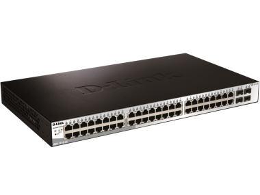 The D-Link DGS-1210-52 is a 52-port managed switch ideal for business networks requiring flexibility and high performance. It includes 48 Gigabit Ethernet ports and 4 GbE/SFP combo ports, supports static routing in Layer 2+, and allows complete network administration through web, CLI, and SNMP interfaces.