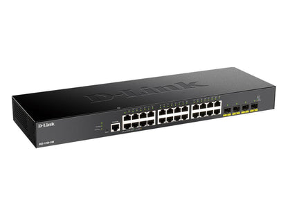 The D-Link DGS-1250-28X-6KV is a 28-port smart managed switch offering wired 10Gbps connectivity, ideal for high-performance enterprise networks. It includes 24 Gigabit Ethernet ports and 4 10G SFP+ ports, supporting robust Layer 2 and Layer 3 features. With 256MB RAM, 64MB flash, SNMP management, and a lifetime warranty, it ensures performance and reliability for demanding applications.