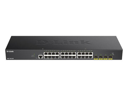 The D-Link DGS-1250-28X-6KV is a 28-port smart managed switch offering wired 10Gbps connectivity, ideal for high-performance enterprise networks. It includes 24 Gigabit Ethernet ports and 4 10G SFP+ ports, supporting robust Layer 2 and Layer 3 features. With 256MB RAM, 64MB flash, SNMP management, and a lifetime warranty, it ensures performance and reliability for demanding applications.
