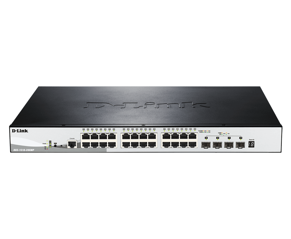 D-Link DGS-1510-28XMP Smart PoE Switch, 28-Port, 10Gbps, 1U