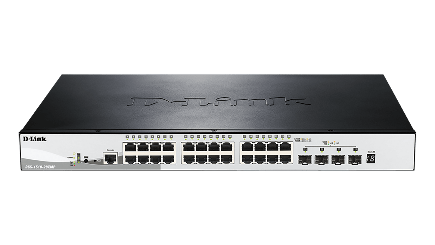 D-Link DGS-1510-28XMP Smart PoE Switch, 28-Port, 10Gbps, 1U