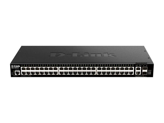 D-Link's DGS-1520-52 Smart Switch delivers flexible performance with 52 1G ports, and four 10G uplink options—two 10GBase-T and two SFP+. It supports physical stacking of up to eight units, making it ideal for scalable midsize network infrastructures. With TAA compliance and Taiwan-origin manufacturing, it's a business-ready choice for government and enterprise environments.