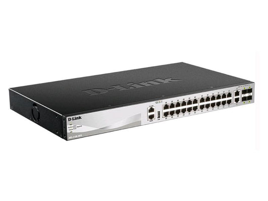 DGS-3130 Series 30-Port L2+ Fully Managed Gigabit Switch. Offers advanced Layer 3 Lite functionality, flexible management interfaces, and robust security features. Designed for enterprise-grade performance with full Gigabit access, hot-swappable power, and 168 Gbps switching capacity.