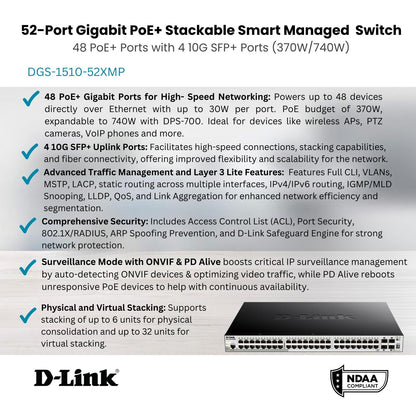 Commutateur géré empilable L3 54 ports D-Link DGS-3130-54TS