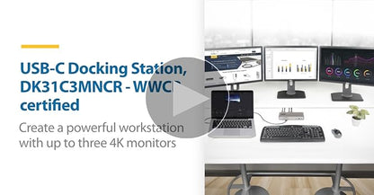 Station d'accueil StarTech 4K USB-C pour trois écrans - PD 60 W, hub USB 6 ports