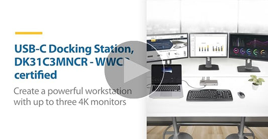 Station d'accueil USB-C StarTech DK31C3MNCR - Triple prise en charge 4K, alimentation 60 W, hub 7 ports