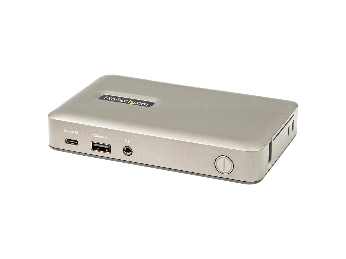Compact and powerful, this StarTech USB-C docking station supports DisplayPort 4K at 30Hz or VGA, offers versatile connectivity including three USB-A and one USB-C data ports, and delivers up to 65W Power Delivery. Ideal for hot-desking or shared workspaces, it includes a 1m USB-C locking cable and has security K-slots for physical protection.