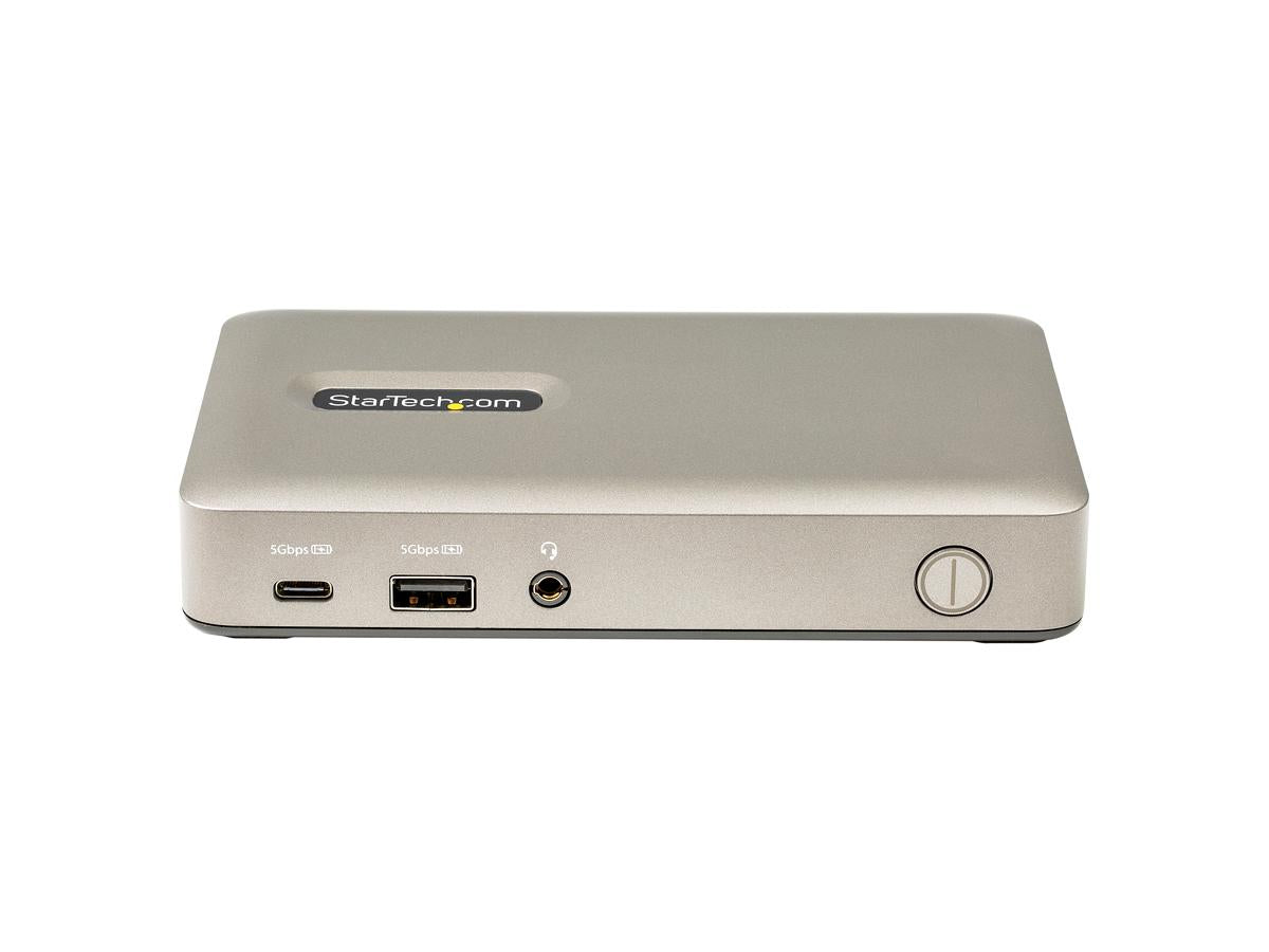 Compact and powerful, this StarTech USB-C docking station supports DisplayPort 4K at 30Hz or VGA, offers versatile connectivity including three USB-A and one USB-C data ports, and delivers up to 65W Power Delivery. Ideal for hot-desking or shared workspaces, it includes a 1m USB-C locking cable and has security K-slots for physical protection.