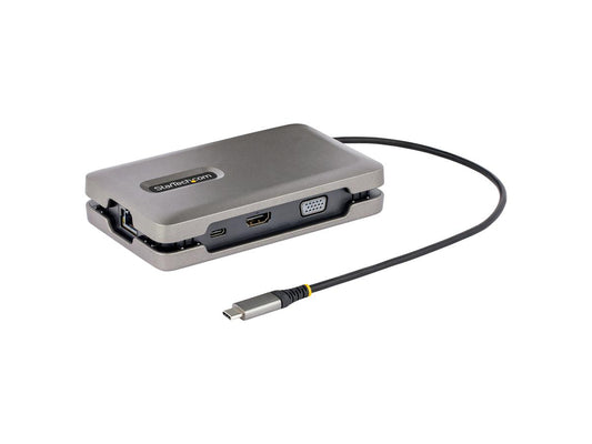 The StarTech USB-C Multiport Adapter enhances productivity with a compact, travel-ready docking solution. Featuring support for 4K60Hz HDMI and 1080p VGA outputs (depending on GPU), this adapter transforms a USB-C port into a comprehensive connectivity hub. With high-speed USB-A ports, Gigabit Ethernet, and Power Delivery charging, it's ideal for mobile professionals.
