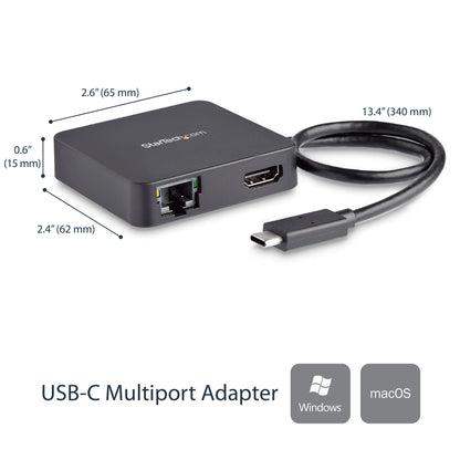Adaptateur multiport USB-C StarTech avec HDMI 4K et GbE - DKT30CHD