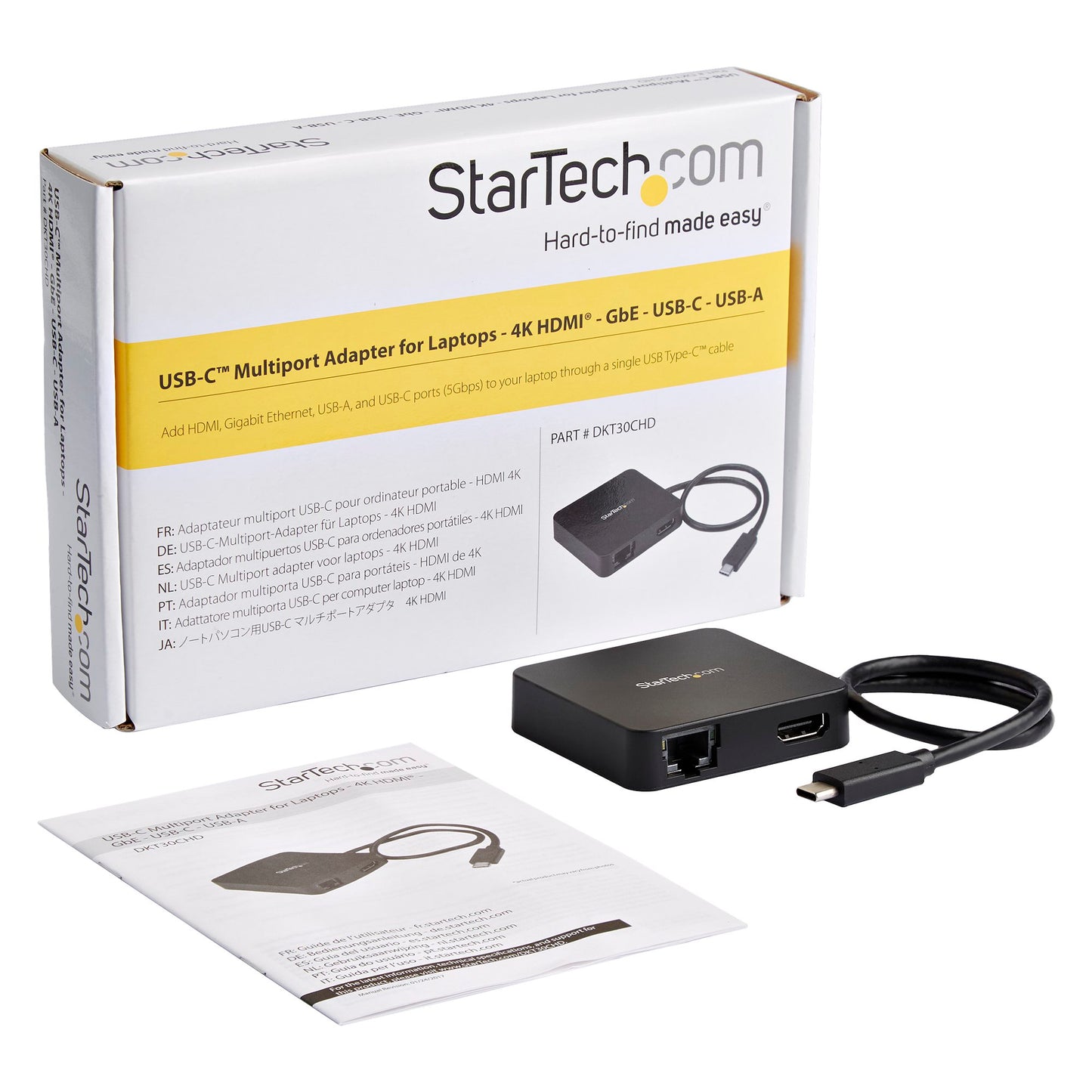 Adaptateur multiport USB-C StarTech avec HDMI 4K et GbE - DKT30CHD